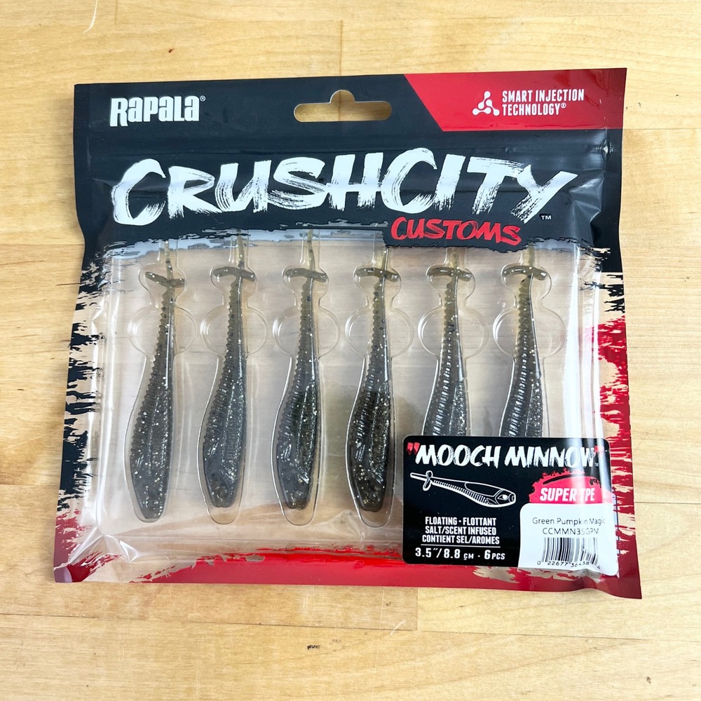 Rapala Fishing Lure CrushCity Mooch Minnow Size 3.5 Green Pumpkin Magic New